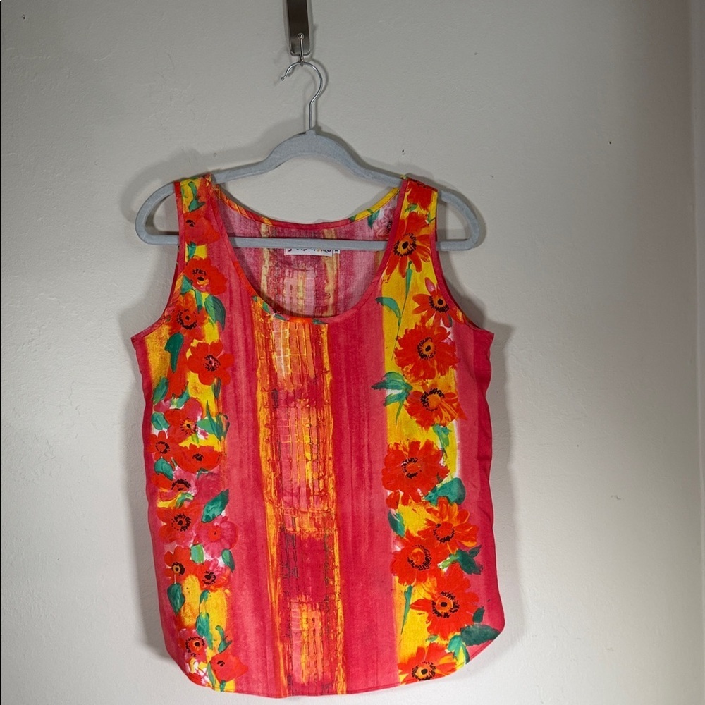 Jams World Vibrant Floral Tank Top - Red, Yellow, and Green